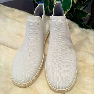 Rothy's The Chelsea White Slip On Fabric Boots High top booties W’s size 10.5
